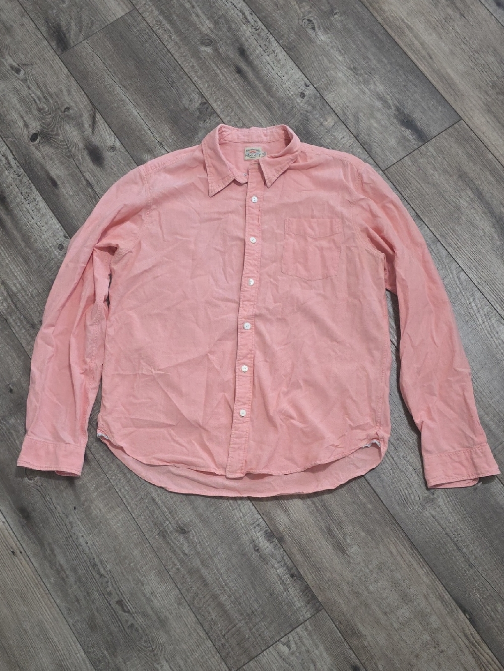 Faherty pink long-sleeve linen blend button-down shirt